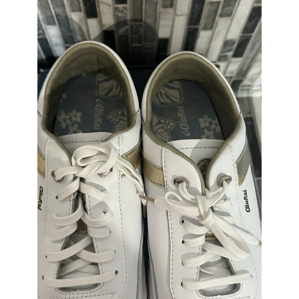 Olukai Haupu women's‎ Sneaker Boot White Gold Size 11